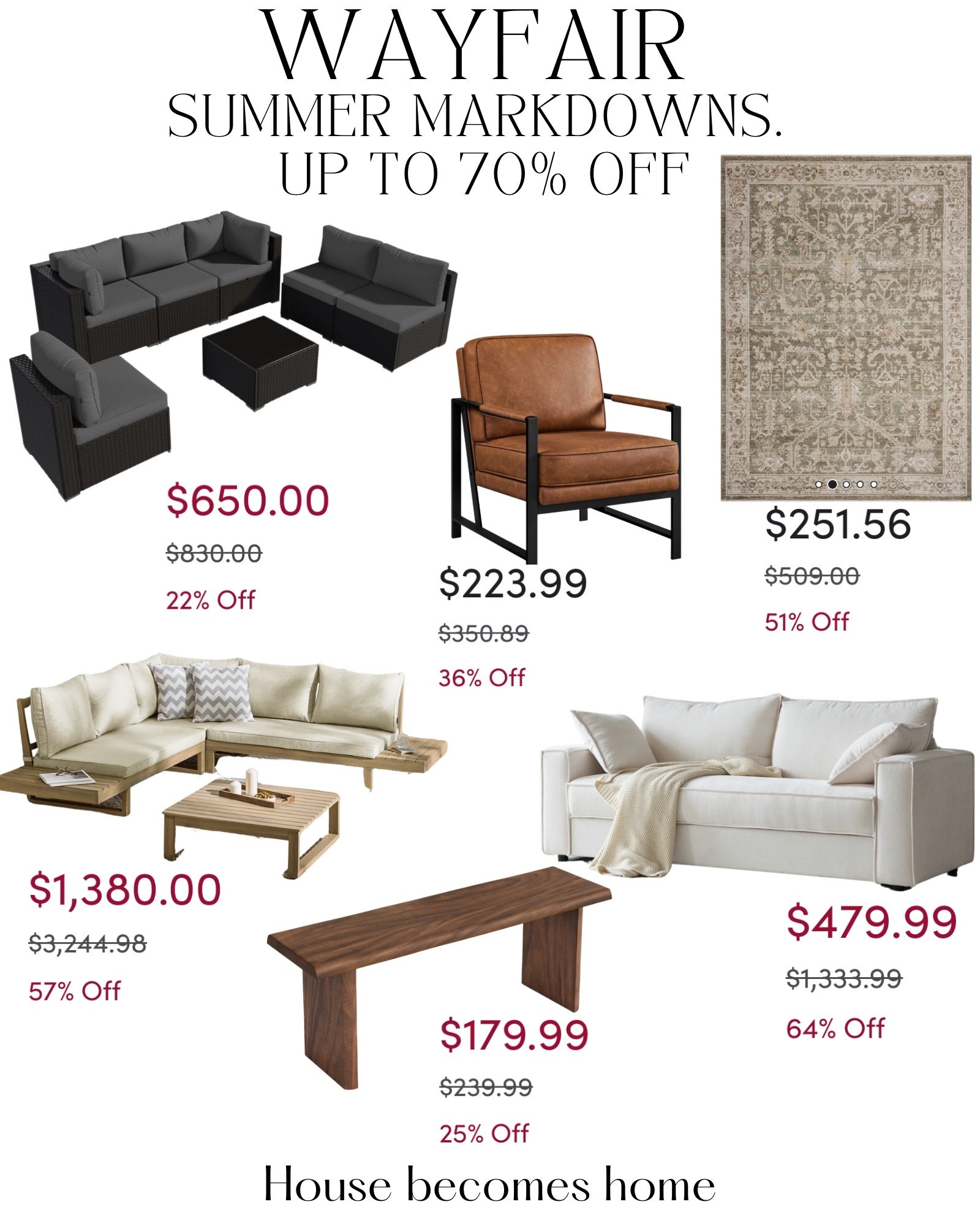 Wayfair summer markdowns! Up to 70% off!

#LTKSeasonal #LTKSaleAlert #LTKHome