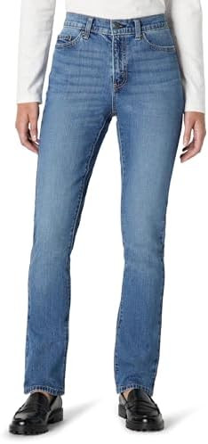 Amazon Essentials Women's Medium Stretch Slim-Fit Mid-Rise Straight Leg Jeans | Amazon (US)