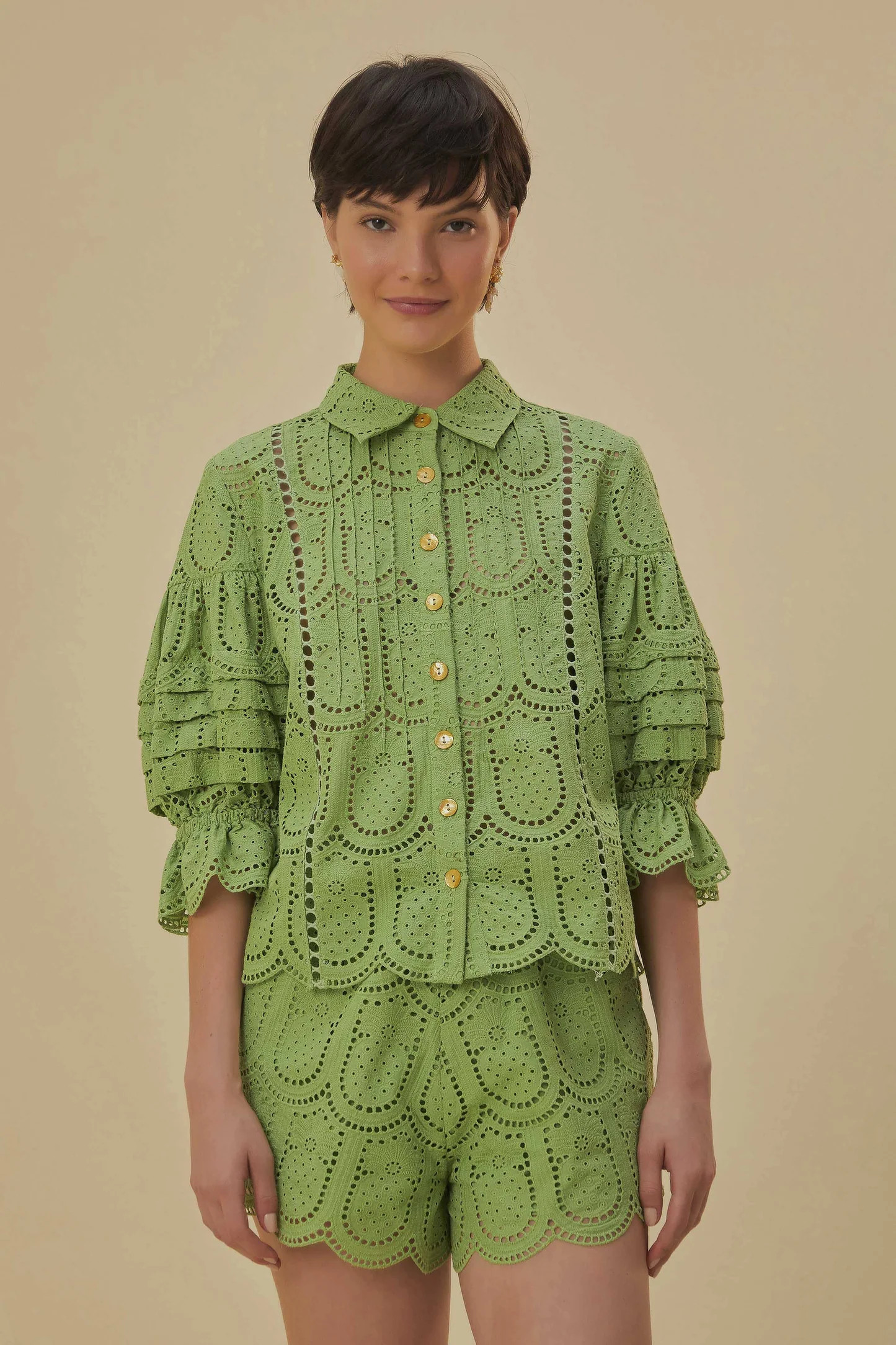 Green Pineapple Eyelet Blouse | FarmRio (US)