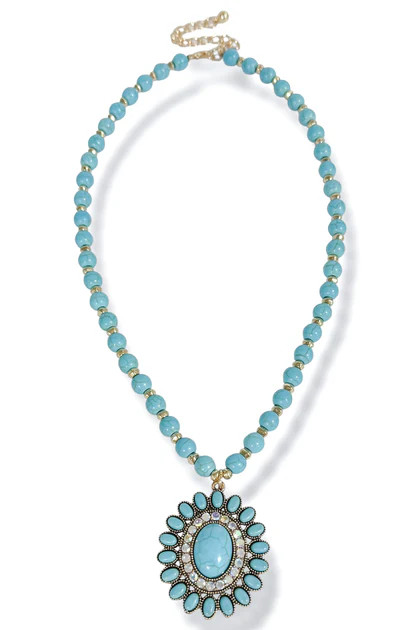 Wesley Turquoise Bead Pendant Necklace | The Willow Tree