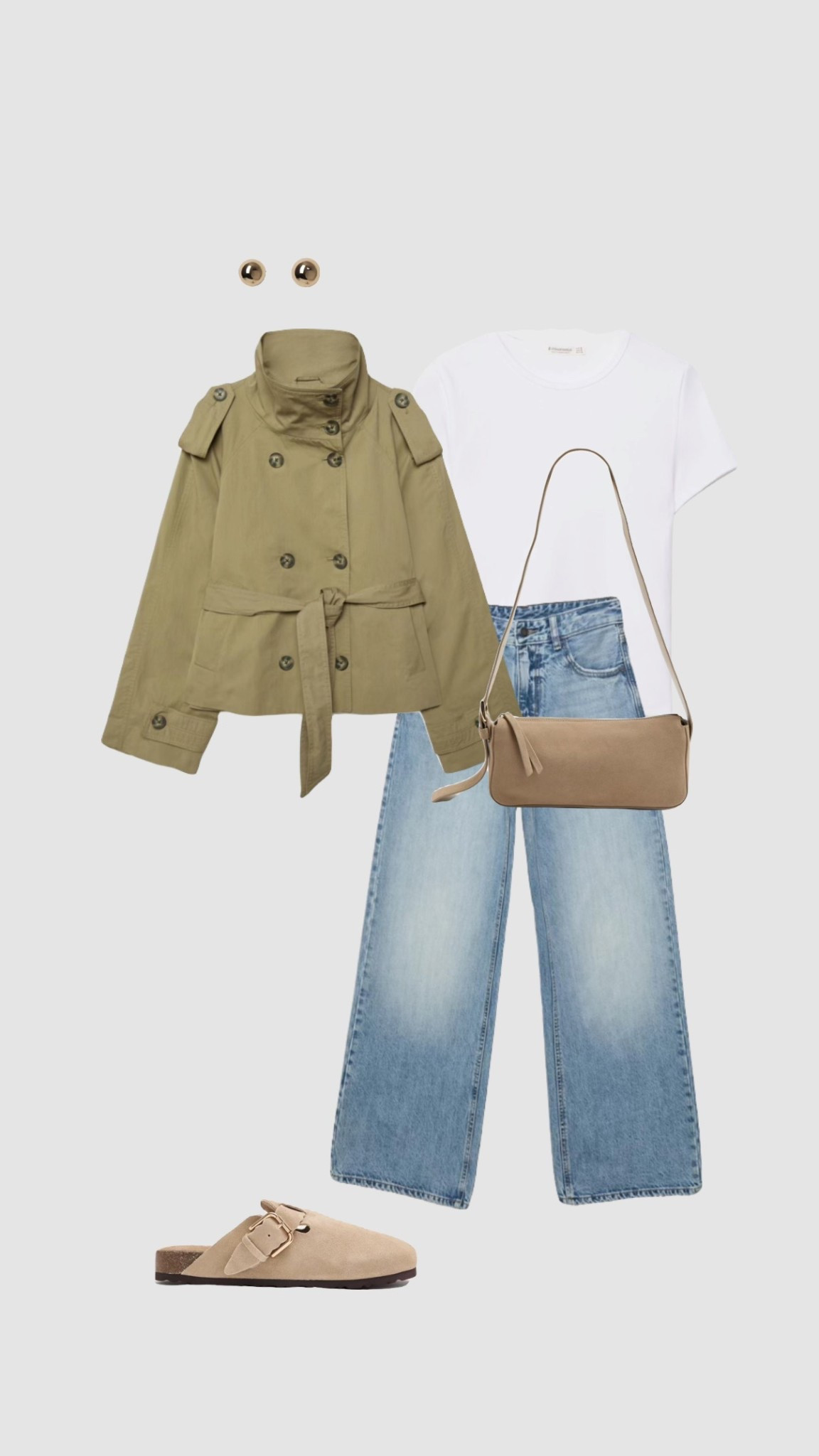 Olive Green Funnel Neck Trench Jacket, White T-Shirt & Blue High Waisted Wide Leg Jeans Spring Outfit 🌿🌞

• casual outfits city break outfit college outfits vacation womens outfit transitions winter outfits trendy outfit skims dupe fitted tee clogs suede beige mules •

#LTKspring #LTKuk #LTKjeans