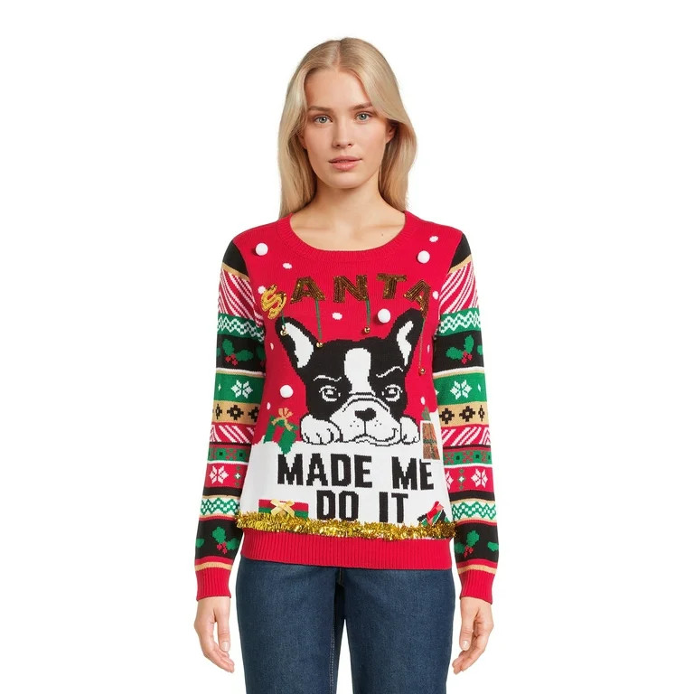 No Boundaries Juniors Christmas Sweater, Midweight, Sizes XS-XXXL | Walmart (US)