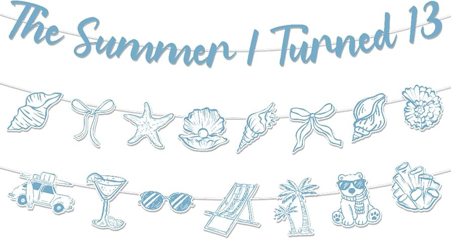 The Summer I Turned 13 Decorations - 3 Pcs Blue Coastal 13th Birthday Banner Decorations, Beach S... | Amazon (US)