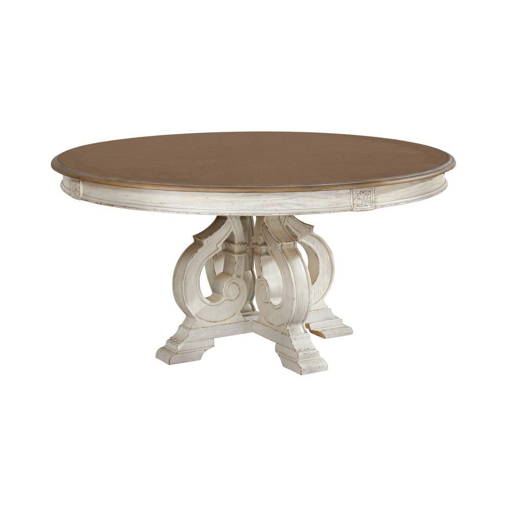 Furniture of America Willadeene Antique White Round Dining Table-IDF-3150WH-RT - The Home Depot | The Home Depot