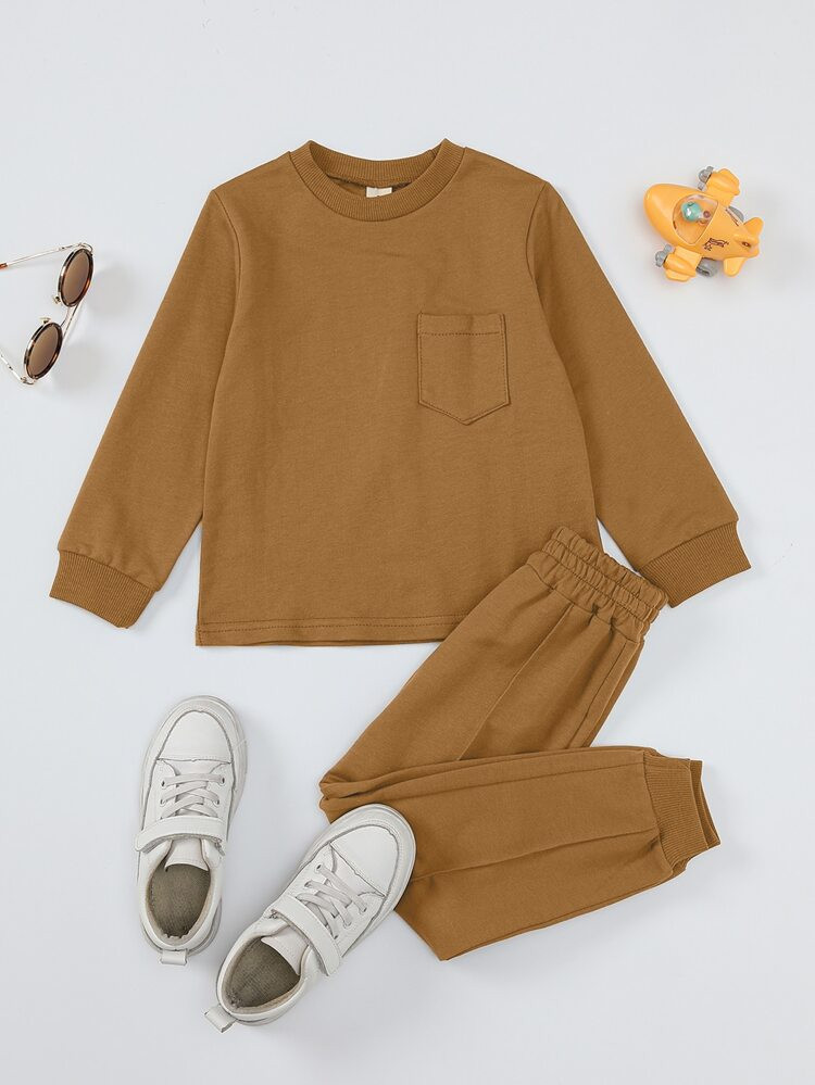 Toddler Boys Pocket Front Sweatshirt & Sweatpants | SHEIN