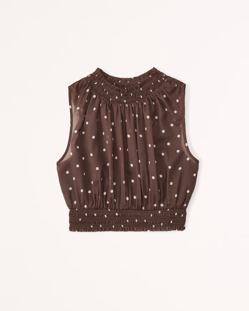 Slim Ruched High-Neck Top | Brown Top Tops | Abercrombie Tops | Spring Outfits 2023  | Abercrombie & Fitch (US)