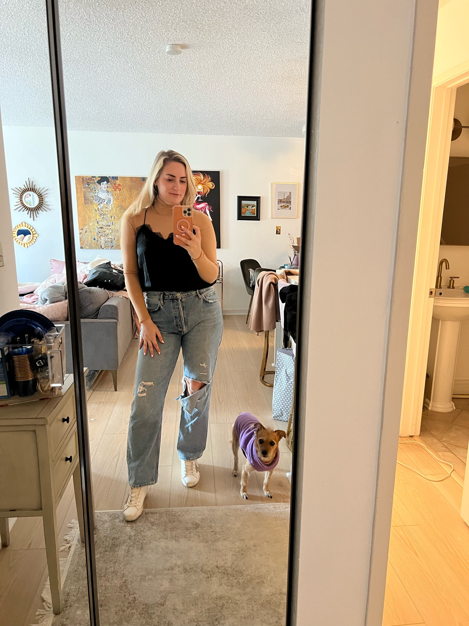 Casual day look | bodysuit | black
Lace cami | golden goose sneakers without backs