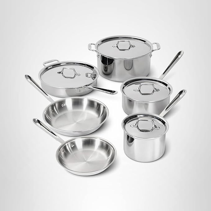 All-Clad D3® Stainless Steel 7 Piece Cookware Set- Made in USA- Includes Frying Pans, Saucepan, ... | Amazon (US)