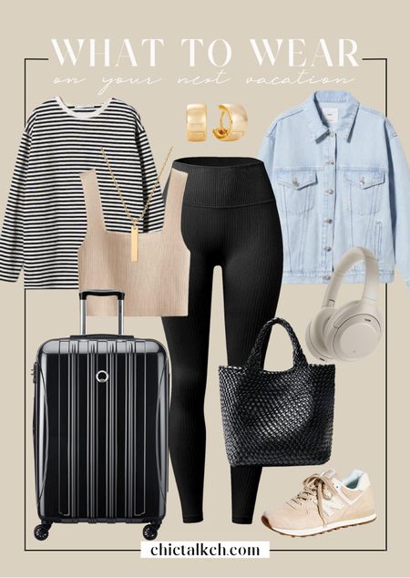 What to wear on your next vacay! Travel day!! 🧡amazon fashion, amazon finds, birkenstock sandals, denim jacket, striped top, leggings, travel outfit

#LTKstyletip #LTKFind #LTKunder50