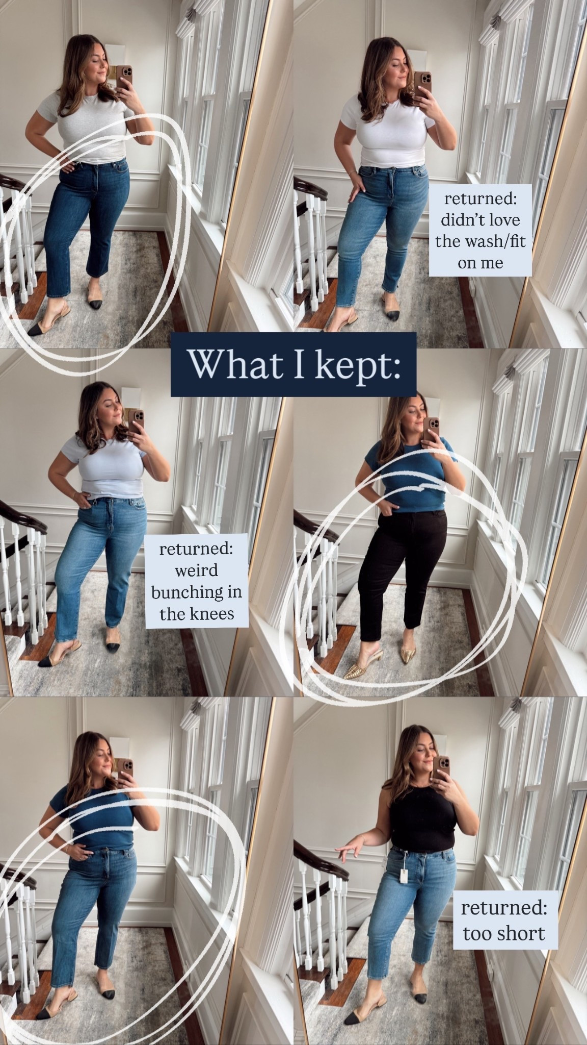 What I kept & What I returned 👖✨

1.  KEPT Good Legs Cropped Mini Boot (16) w/ Grey Tee (2XL) 
2.  RETURNED Good Classic Slim Straight (16) w/ White Tee (2XL)  
3.  RETURNED Good Curve Straight (16) w/ Periwinkle Tee (3XL) 
4.  KEPT Good Curve Straight black (18) w/ Blue Tee (2XL) 
5.  KEPT Good Legs Straight (16) w/ Blue Tee (2XL) 
6.  RETURNED Good Petite Straight (16) w/ Black Tank (XXL) 

Use CARALYN15 at Good American

#LTKStyleTip #LTKMidsize