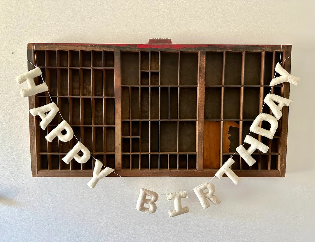 HAPPY BIRTHDAY Banner Felt Garland White Colors Kids Neutral Birthday Party Decor - Etsy | Etsy (US)