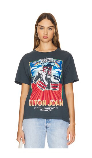 Elton John Hollywood Boots Boyfriend Tee in Vintage Black | Revolve Clothing (Global)