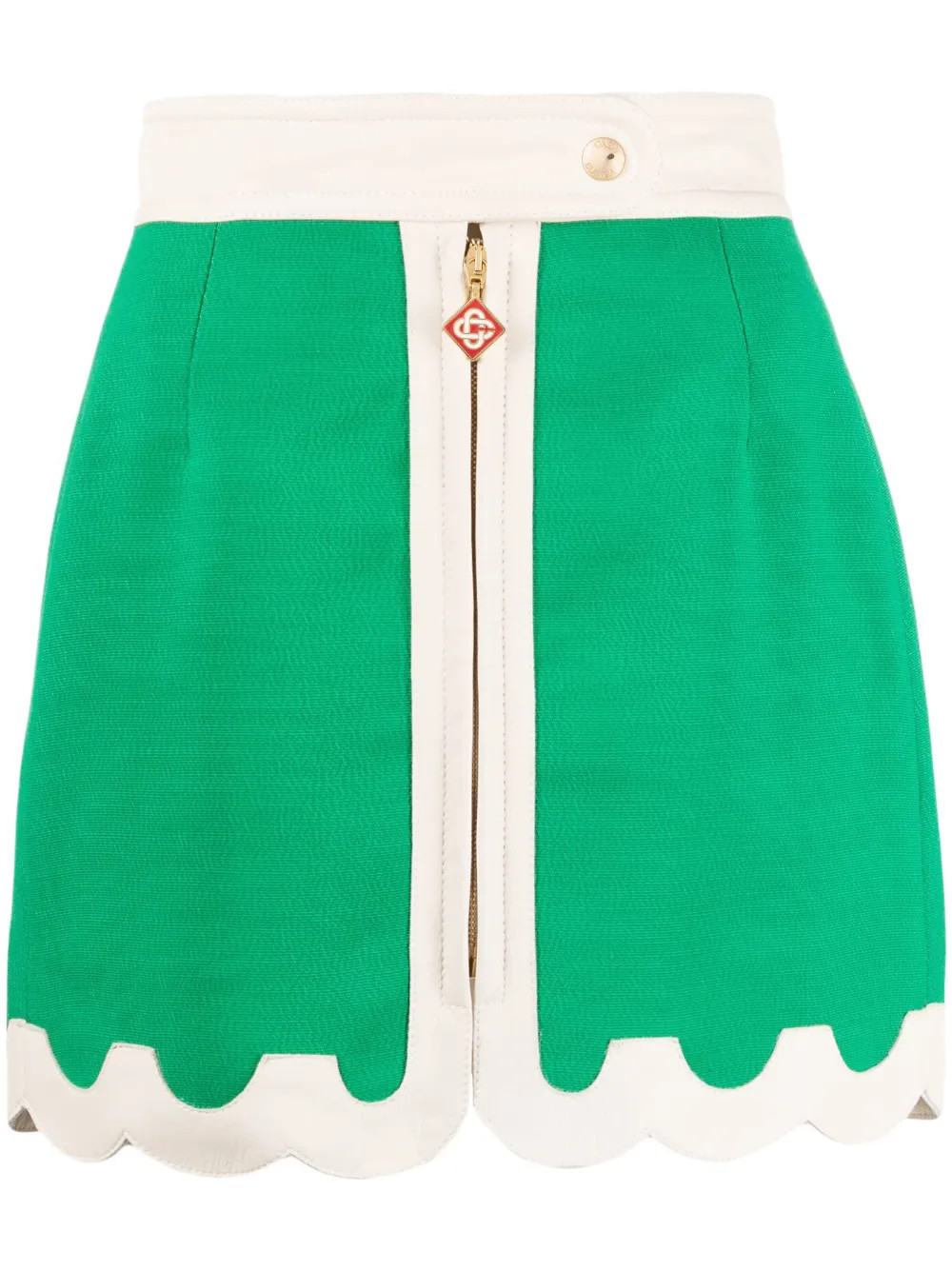 Casablanca Scalloped leather-trimmed Miniskirt - Farfetch | Farfetch Global