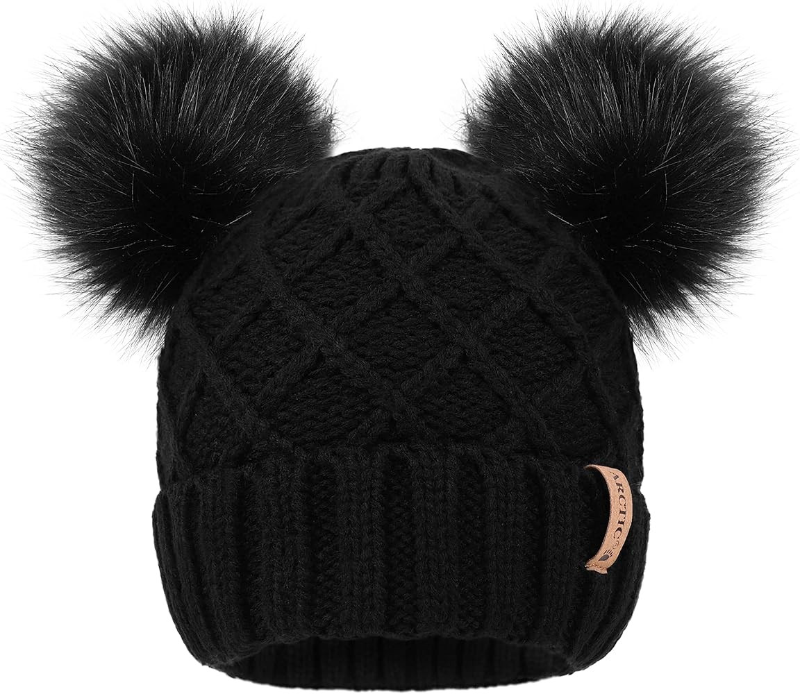 Arctic Paw Womens Winter Hat Cable Knit Beanie for Women Faux Fur Pompom Ears | Amazon (US)