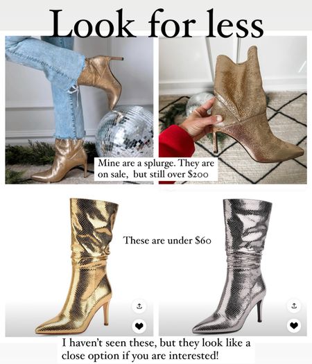 Look for less
Metallic boots, gold boots, silver bootts

#LTKsalealert #LTKstyletip #LTKshoecrush
