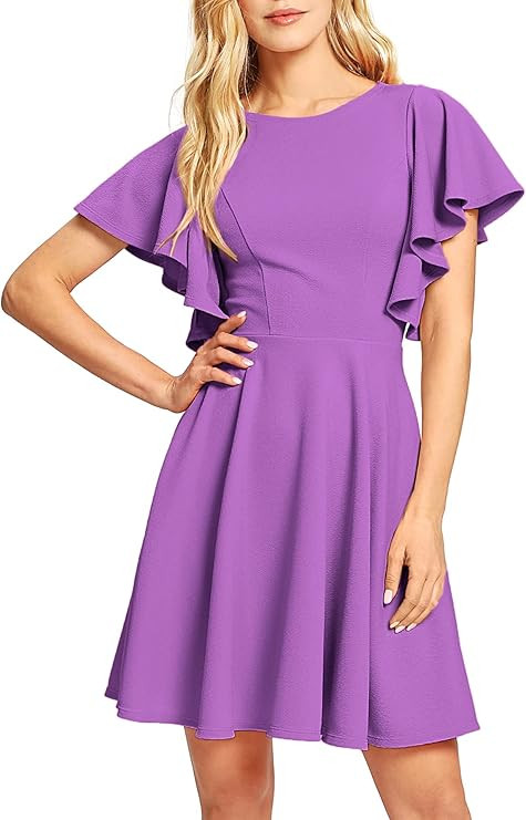 Romwe Women's Stretchy A Line Swing Flared Skater Cocktail Party Dress | Amazon (US)