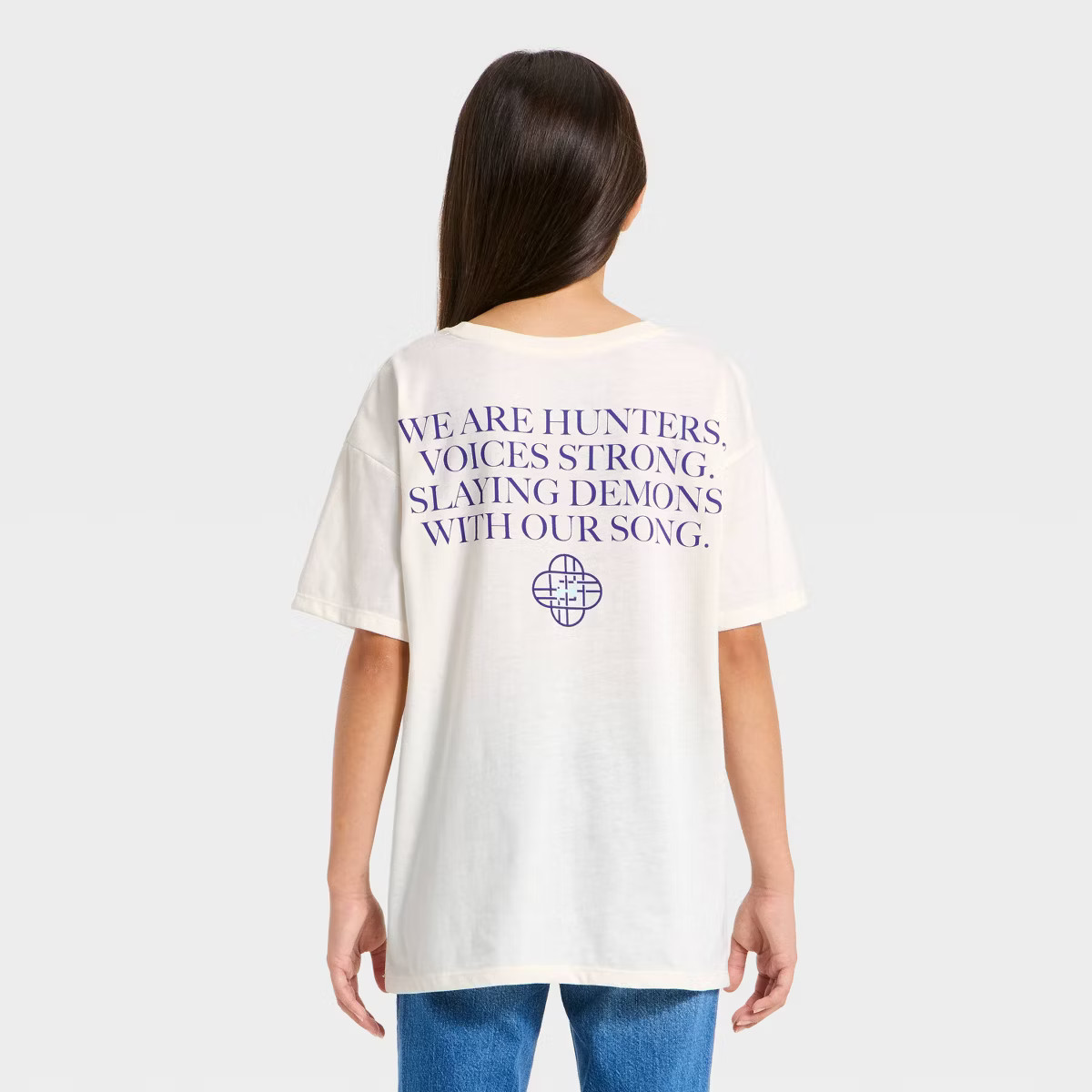 Girls' KPop Demon Hunters Huntrix Mantra Front and Back Graphic Short Sleeve T-Shirt - Ivory | Target