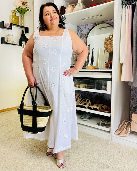 Vacation ready in this beautiful eyelet dress.  It’s affordable, comes in plus sizes,  and  is made of 100% cotton.  The basket bag will be with me for years to come.

#LTKPlusSize #LTKSeasonal #LTKOver40