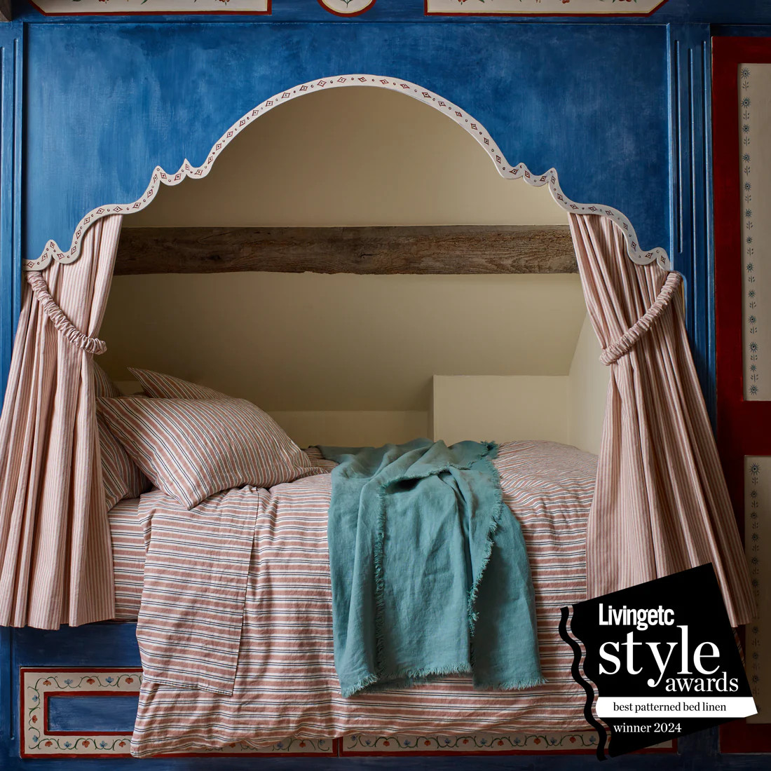 Warm Clay Somerley Stripe Linen Blend Duvet Cover | Piglet