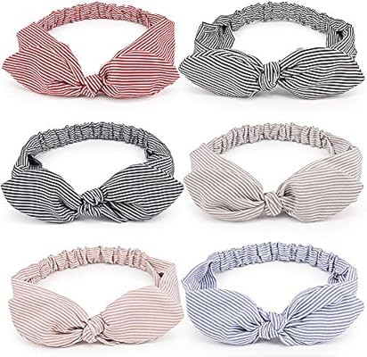 6 Pcs Headbands Vintage Stripe Pattern Elastic Printed Bow Tie Head Wrap Stretchy Hairband for Wo... | Amazon (US)