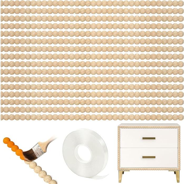 Wood Trim 16 pcs Unfinished 3D Decorative Wood Trim Molding 15.75"L x 0.55"W x 0.25"T Half Beaded... | Amazon (US)