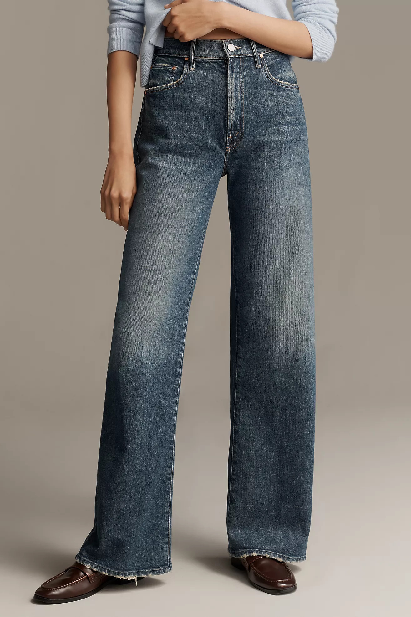 MOTHER The Lasso Sneak High-Rise Wide-Leg Jeans | Anthropologie (US)