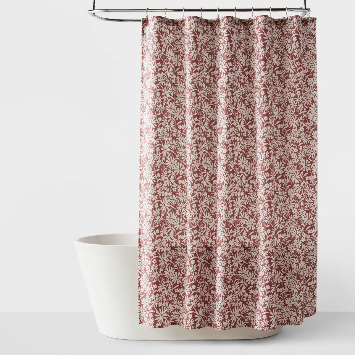 CVC Fabric Floral Shower Curtain Mauve - Room Essentials™ | Target