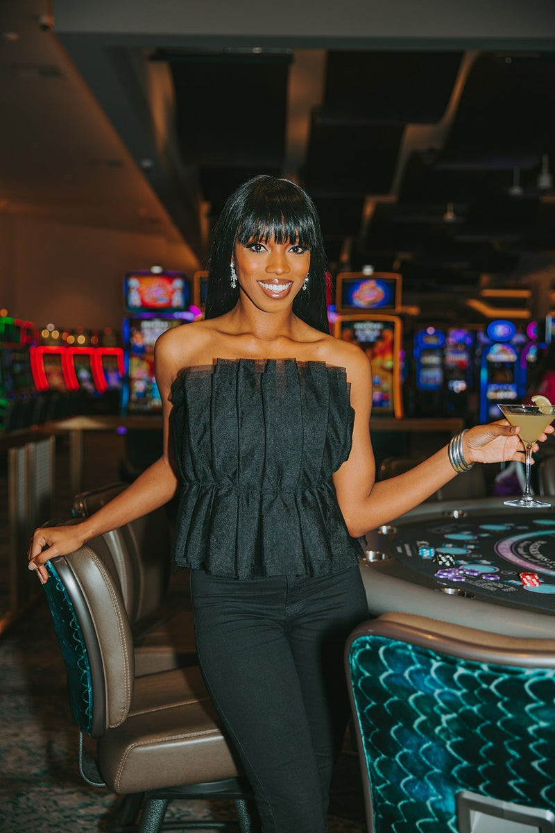 BuddyLove | Giselle Pleated Strapless Top | Jet Black | BuddyLove