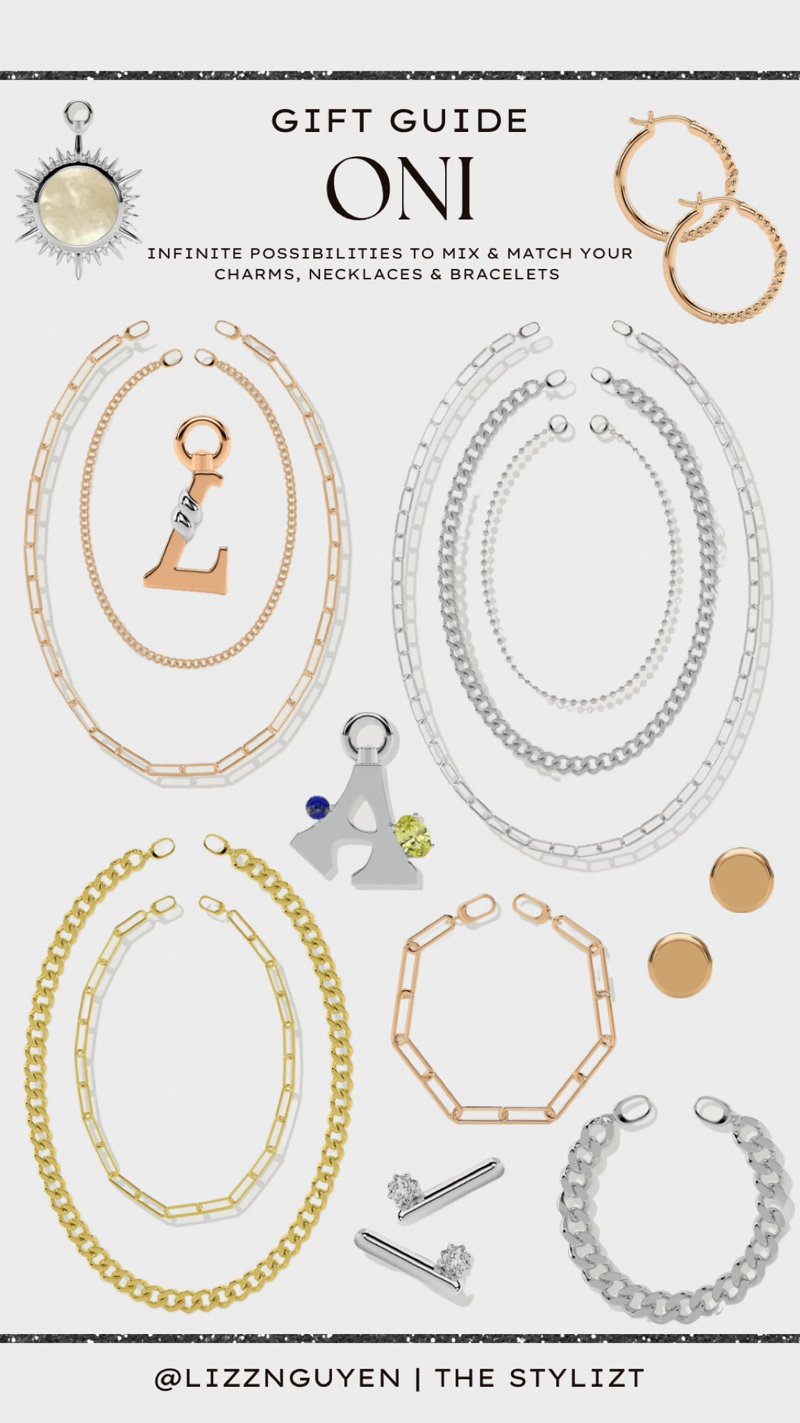 Personalized jewelry is the best gift 🎁 I recently discovered a new jewelry brand named Oni and I am obsessed! 🤩 Female founded with no extra retail markup. It comes straight from the factory, so you get the best price possible. 🙌  There are infinite possibilities to style jewelry. Their necklaces come in a variety of different lengths so you can mix and match and style them in different ways—the layering options are limitless. ⚡️ I love their letter charm that you can personalize for yourself or as a gift. 🎁 You can easily add the charm to any of their necklaces or pair with your own with their Versawear Technology. You lift, twist and lock the charm into place. Another reason I love Oni is that a portion of their proceeds gives back to the community. Shop their Black Friday sale and save 20%!

Gift guide, gifts for her, gift ideas, jewelry, chain necklaces, clip necklace, bracelets, charms, gifts for her, gifts for him, The Stylizt 



#LTKGiftGuide #LTKCyberWeek #LTKHoliday