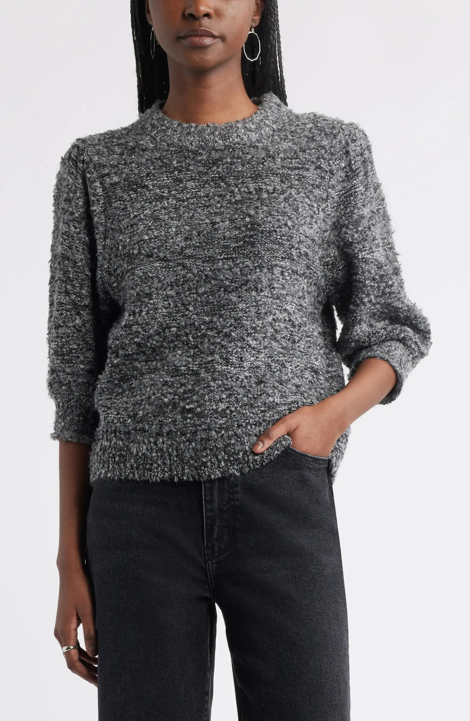 Treasure & Bond Elbow Sleeve Marled Sweater | Nordstrom | Nordstrom
