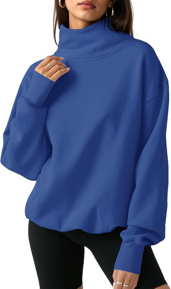 Fisoew Women's Oversized Turtleneck Sweatshirt Long Sleeve Pullover Casual Tops | Amazon (US)
