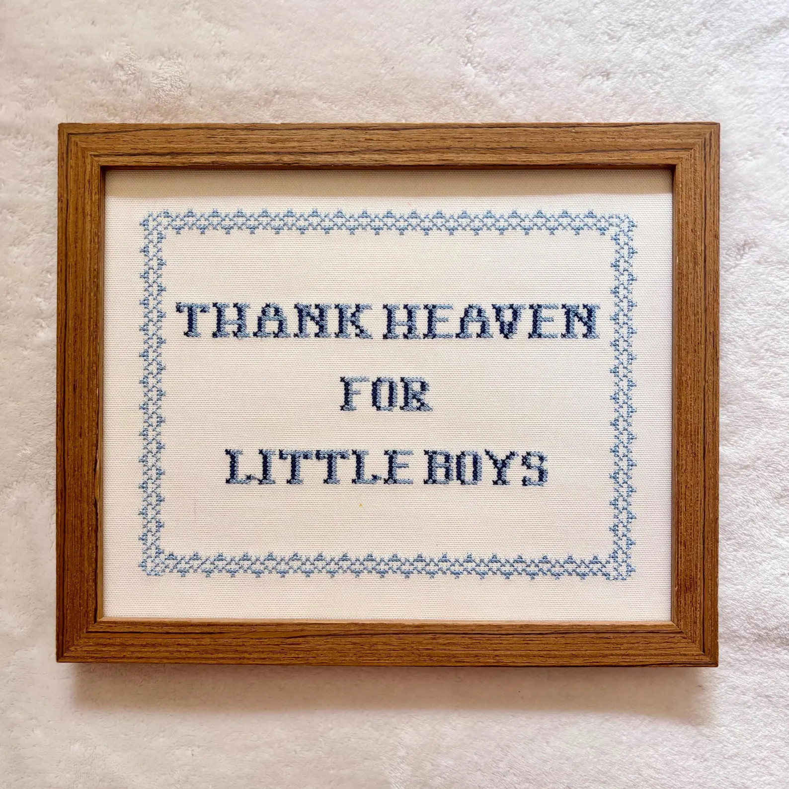 Embroidered "Thank Heaven for Little Boys" Sign, Blue Nursery Wall Art, Baptism Gift | Etsy (Global)