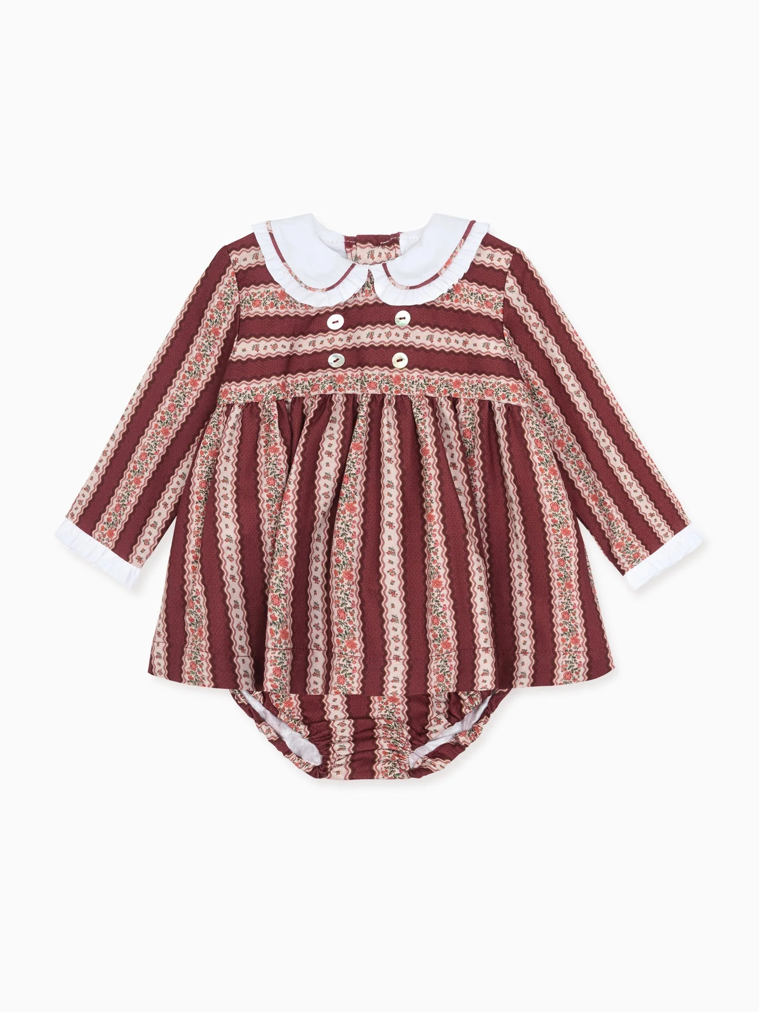 Burgundy Floral Stripe Eliza Baby Girl Set | La Coqueta (US)