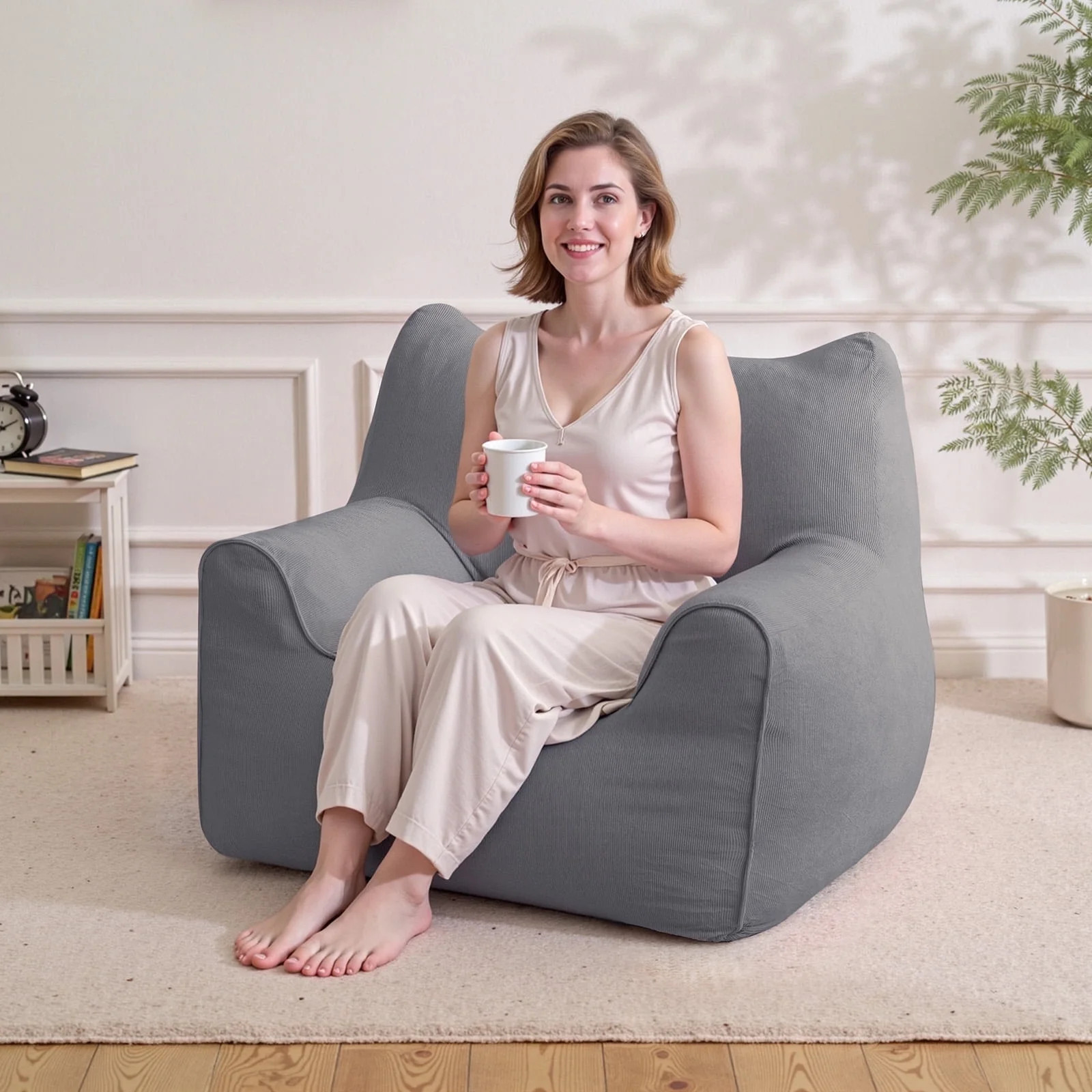 Lusimo Bean Bag Chair for Adults Teens, 3FT Lazy Memory Foam Bean Bag Sofa for Bedrooms, Cat-Ear ... | Walmart (US)