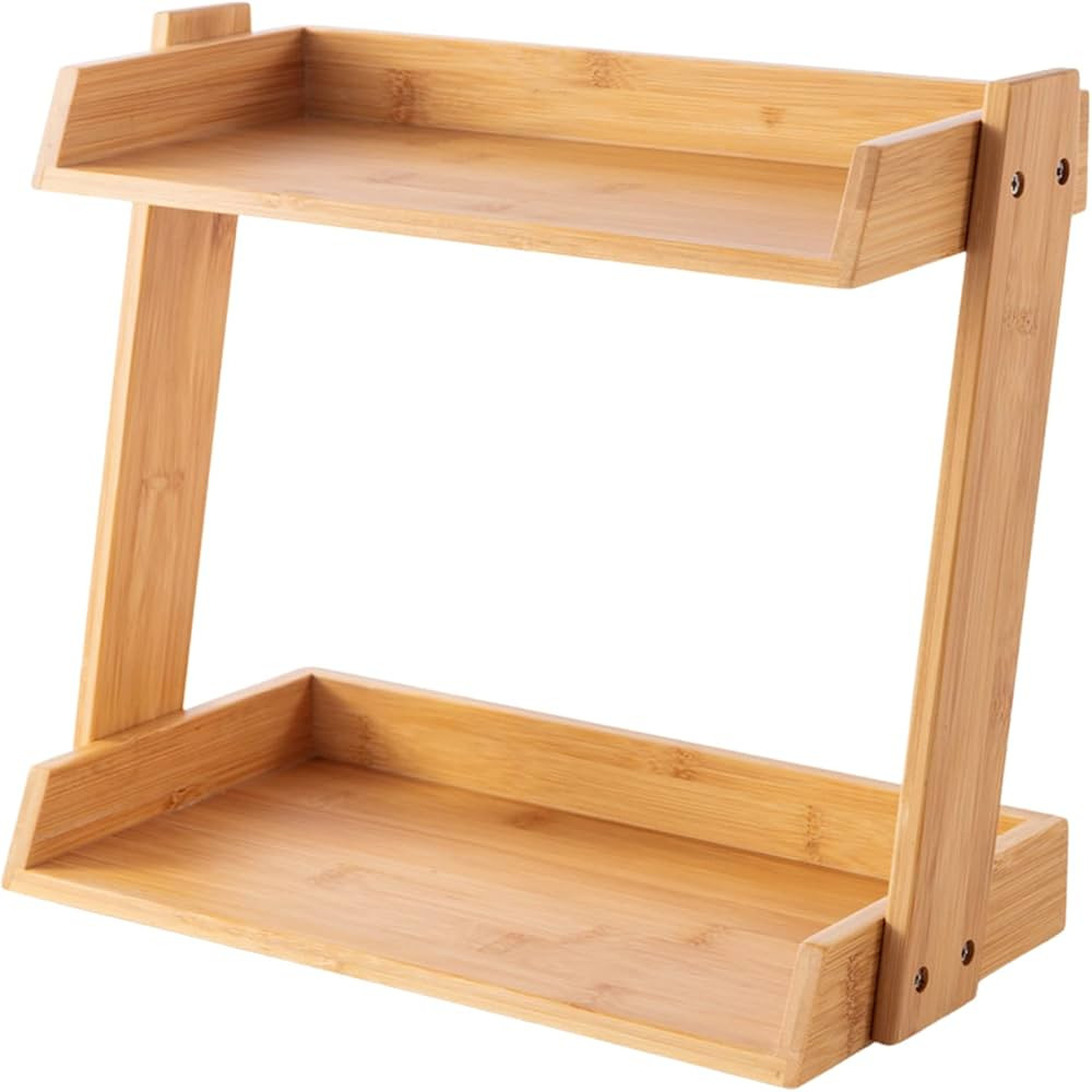 GOBAM Bamboo Makeup & Countertop Organizer, Large - 2 Layer Cosmetics, Lipsticks, Jewelry, Brushe... | Amazon (US)