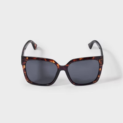 Women's Shiny Plastic Square Sunglasses - Universal Thread™ Tortoise Brown: Scratch-Resistant, UV Protection | Target