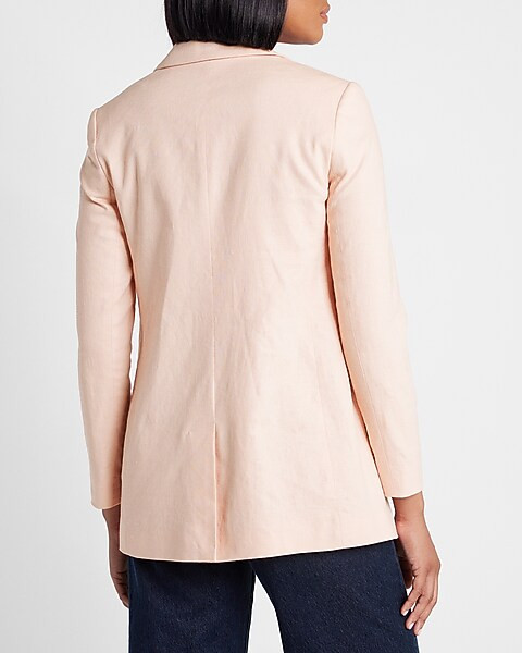 Linen-Blend One Button Boyfriend Blazer | Express