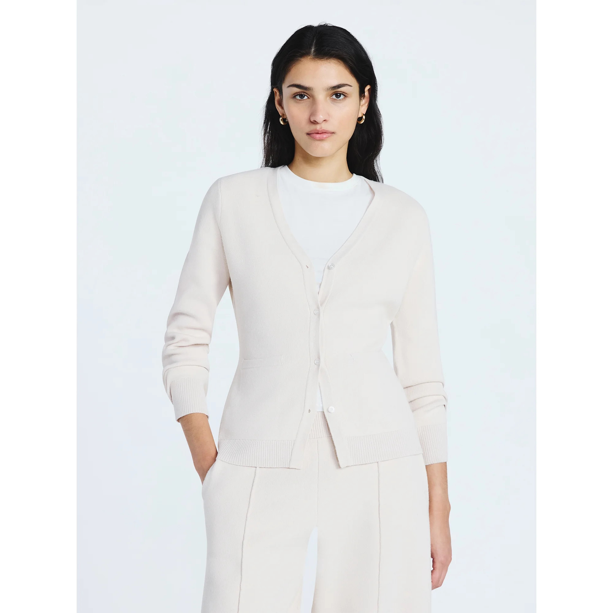 Scoop Women’s V Neck Cardigan Sweater with Long Sleeves, Lightweight, Sizes XS-XXL | Walmart (US)