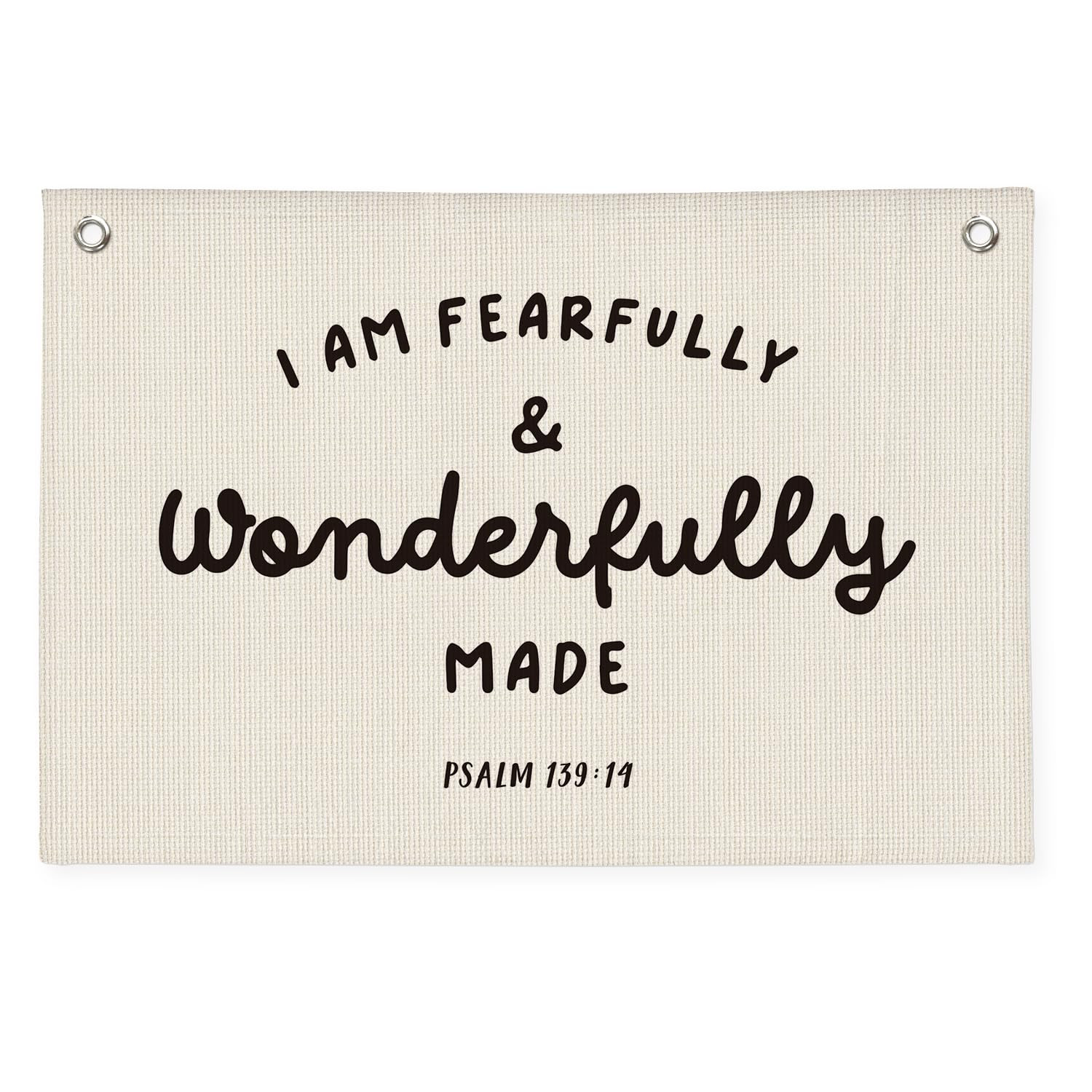 Kids Room Decor - Bible Verse Wall Hanging, 'I am Fearfully and Wonderfully Made' Linen Banner, Canvas Decoration for Classroom, Nursery, Kids Room | Amazon (US)