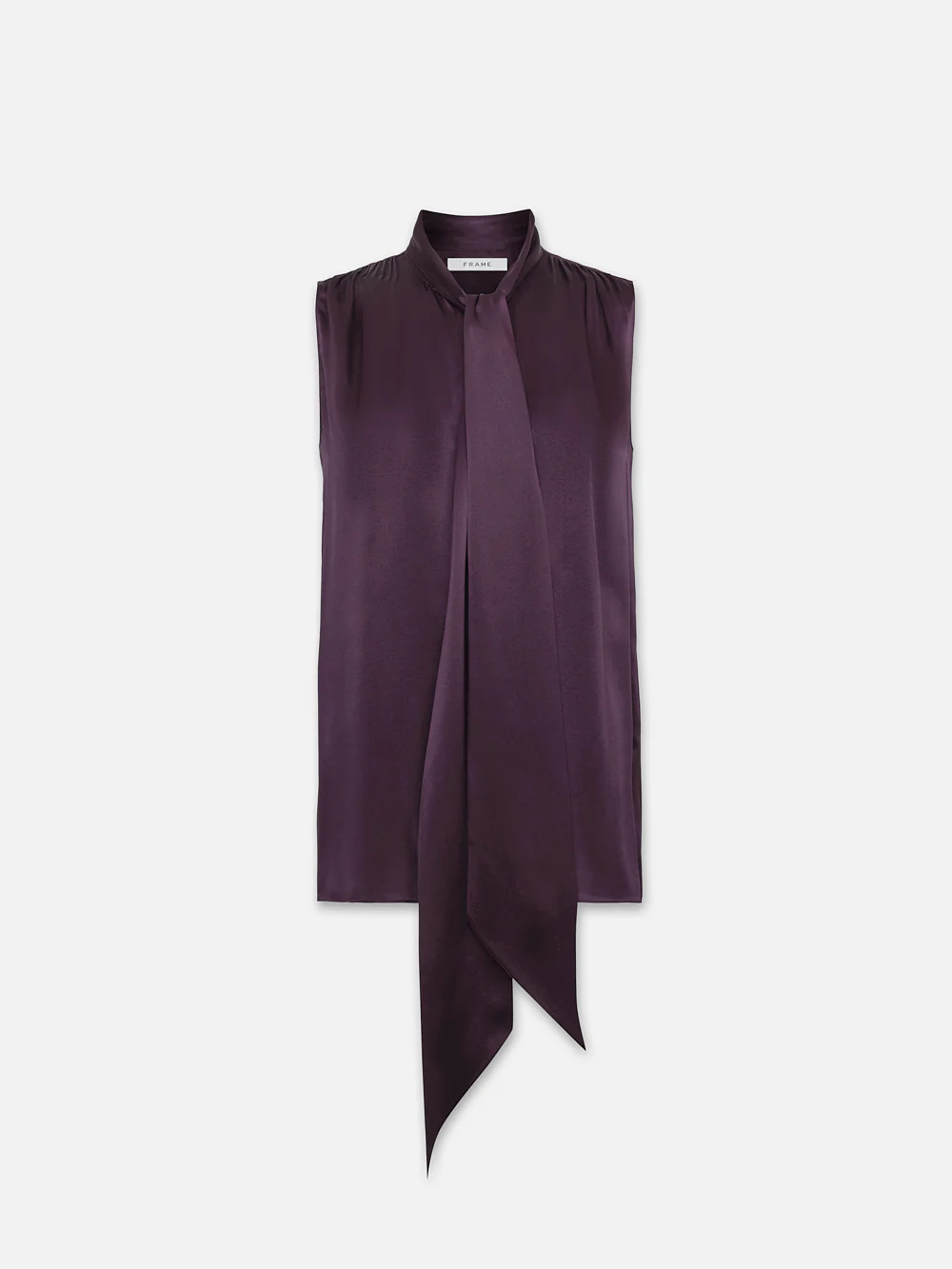 Sleeveless Femme Tie Neck Blouse  in  Plum | Frame Denim