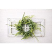 Farmhouse Window Frame Wall Decor With Greenery Wreath | Rustic Fixer Upper Style Cottagecore Home | Etsy (US)