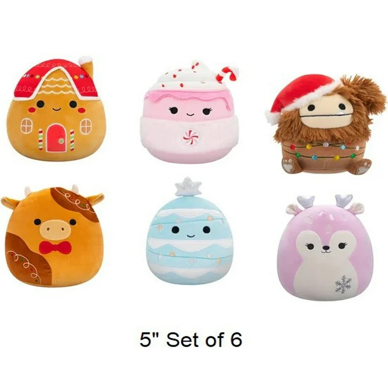 Squishmallows Christmas 5 inch Set of 6 Blue Tree, Gingerbread House, Pink Hot Cocoa, Benny Bigfo... | Walmart (US)