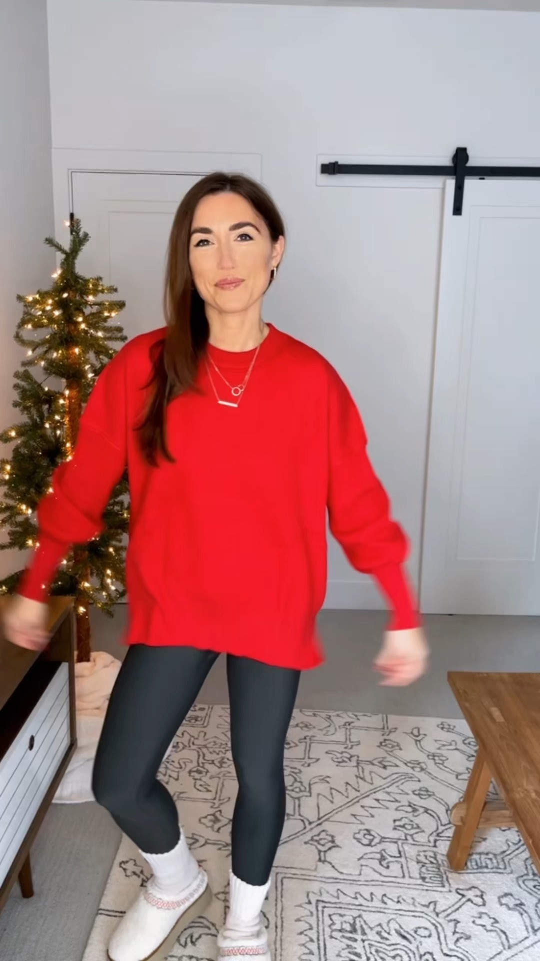 Amazon Christmas outfit,
Red sweater size Small (I also wear XS in this style for reference, difference is minimal)
Leggings are thermal lined!! I linked same pair with pockets or without. Fit tts


Thanksgiving outfit, holiday outfit, casual outfit, comfy outfit, ugg slippers, Christmas decor 

#LTKHoliday #LTKSeasonal #LTKWatchNow
