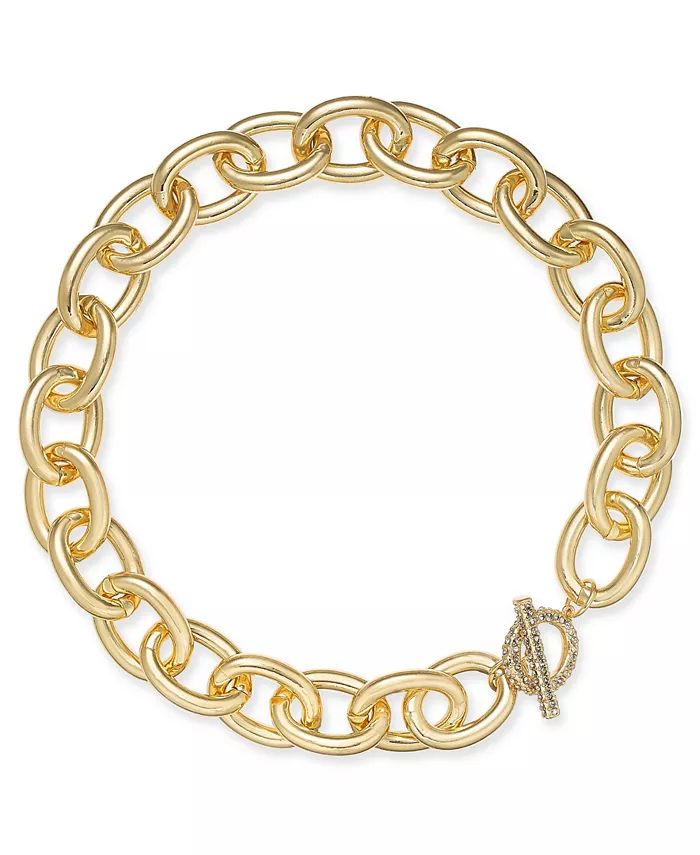 Gold-Tone Pavé Toggle Chain-Link 18" Collar Necklace, Created for Macy's | Macys (US)