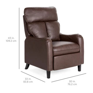Faux Leather English Roll Arm Chair Recliner w/ 160-Degree Recline, Leg Rest | Best Choice Products 