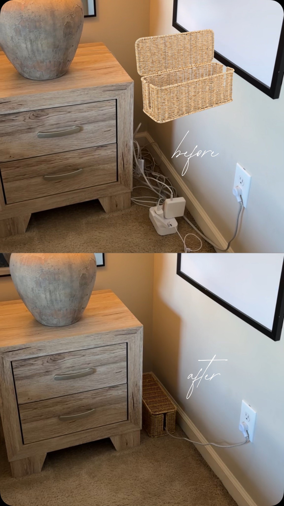 Before & after my new cable management box from Amazon!!! Best $17 ever 😩🫶🏼✨

#LTKHome #LTKFindsUnder50