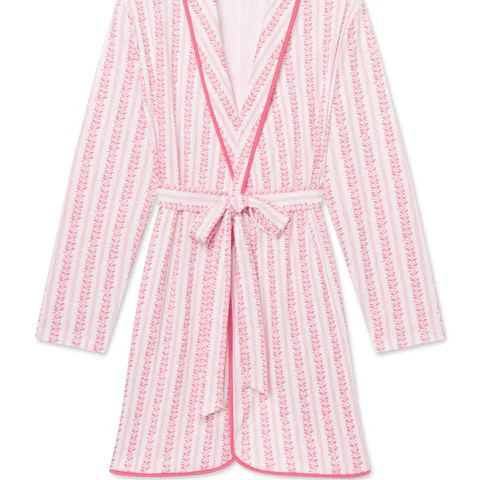 Pima Short Robe in Winterberry Jasmine Vine | Lake Pajamas