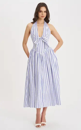 Mackenna Stripe Halter Smock Back Maxi Dress | Nordstrom