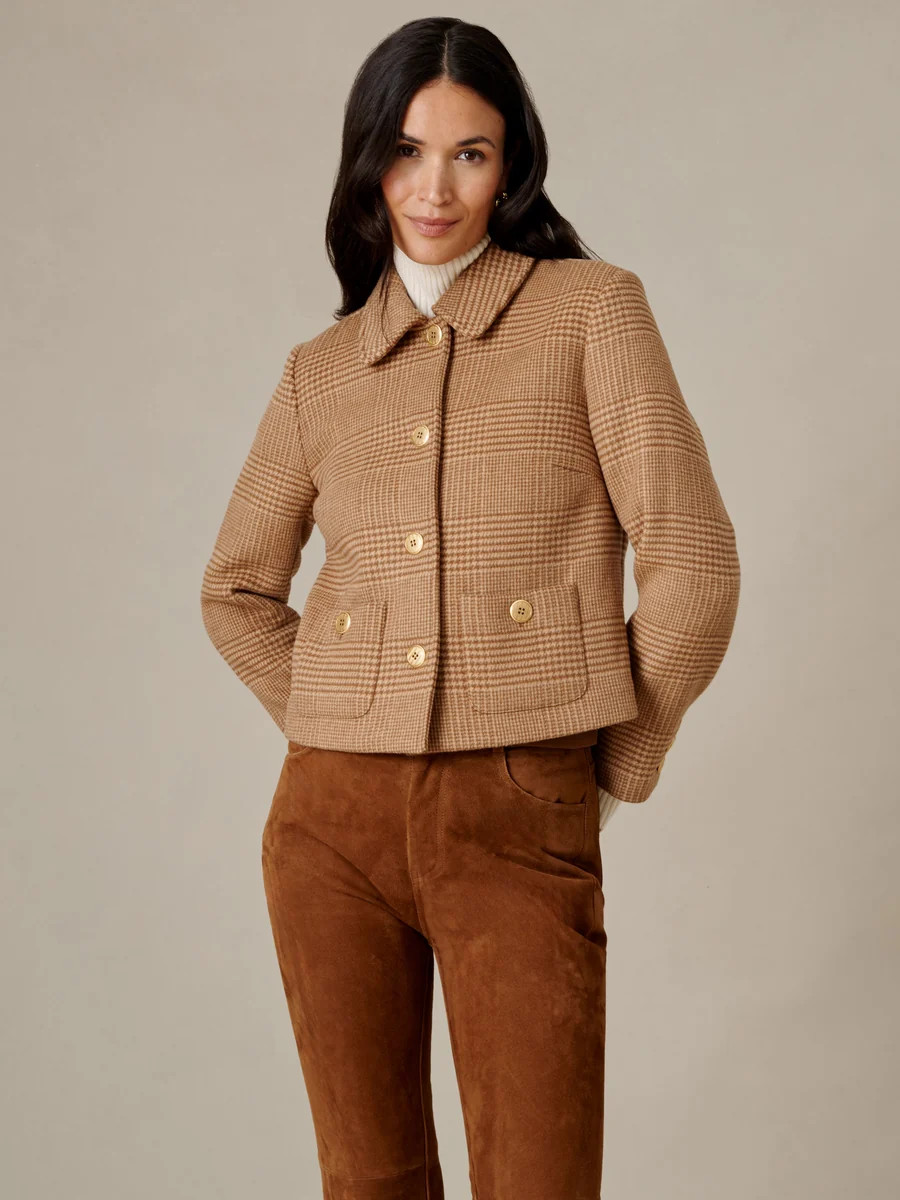 Tan Glen Plaid Anne Jacket | Women's Jackets & Outerwear | J.McLaug... | J.McLaughlin