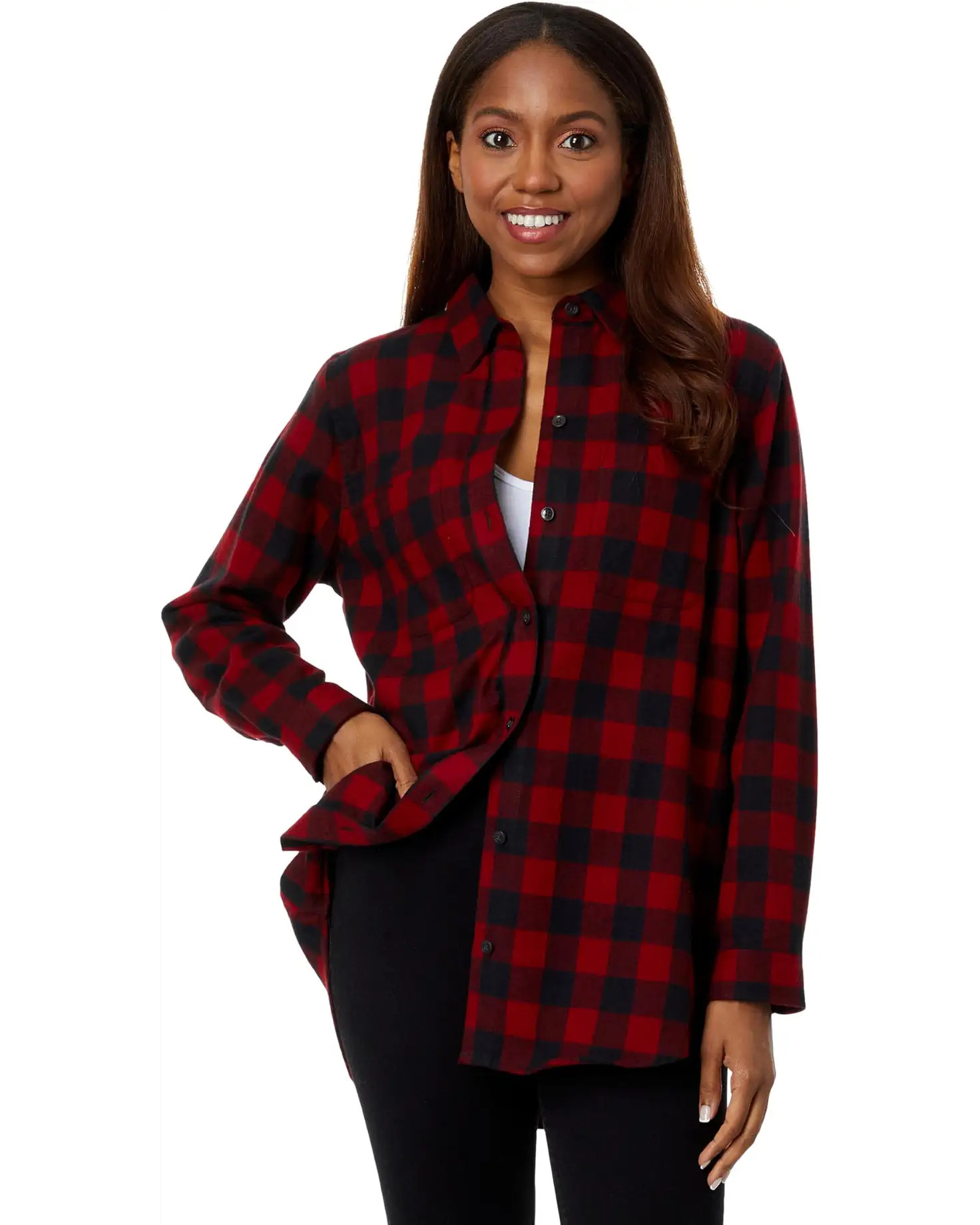 Petite Scotch Plaid Flannel Tunic | Zappos